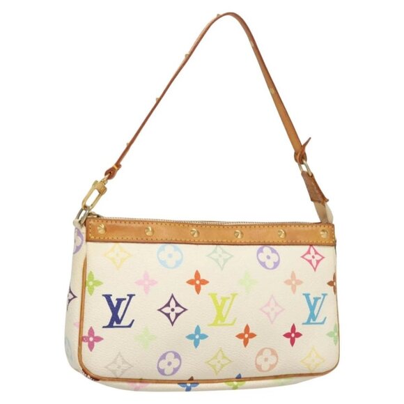 LOUIS VUITTON Multicolor Pochette Accessoires Pouch White M92649 LV Auth 128470V - Picture 2 of 16